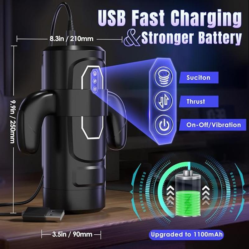 كس اصطناعي كهربائي للرجال - 6 أوضاع نبضية و3 شفط بمقبض (مواد TPE آمنة)